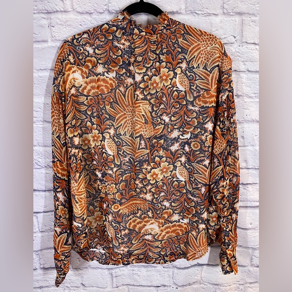 Anthropologie Pilcro Tavi Orange Floral Print Button Front Blouse NWT Plus Sz 1X - Picture 10 of 10